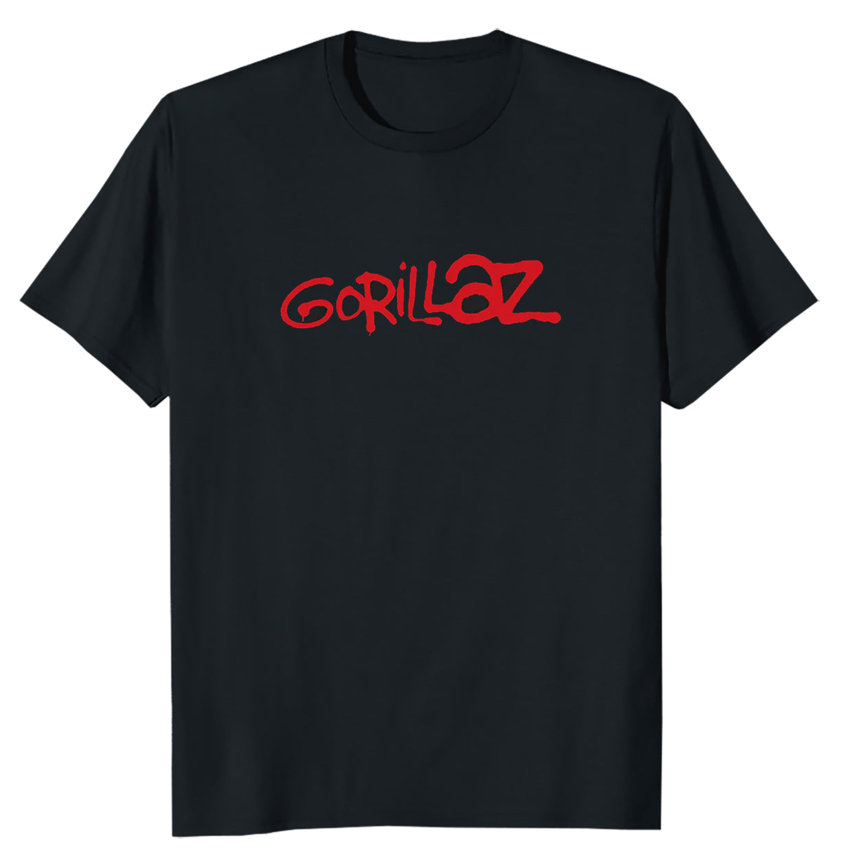 Maglietta Ufficiale Gorillaz Group Green Geep - Cotone Morbido, Stampa Frontale E Posteriore, Nero